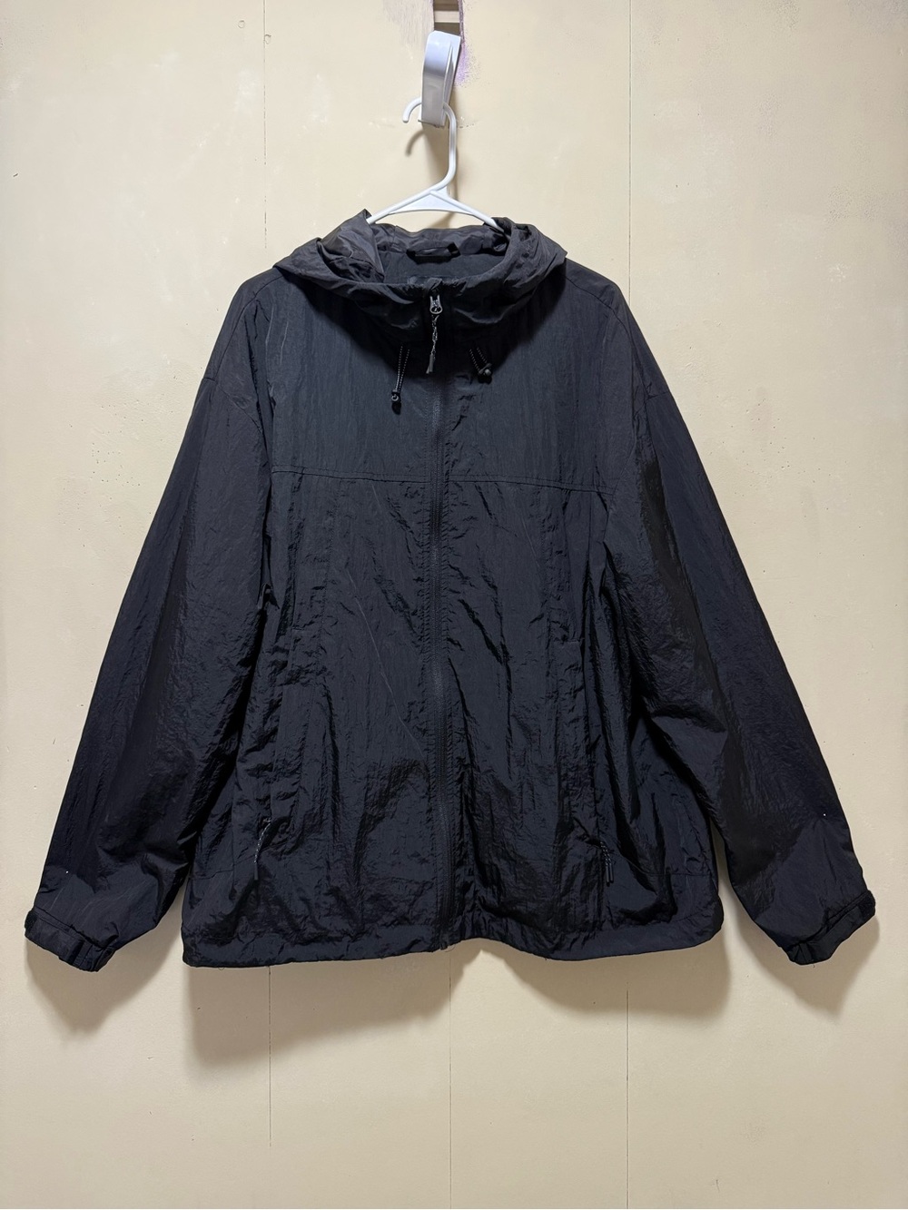 H&M Black Hooded Full Zip Windbreaker Men’s Sz XL